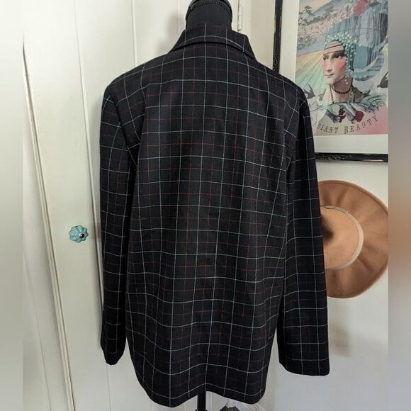 Pendleton Virgin Wool Black Grid Blazer 16 Countryside Clown Ranch Rebel Punk - Picture 6 of 9